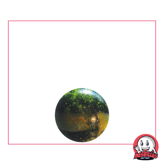 Bille Pluton 14 mm - Verre Opaque noir taché de Jaune - MesBilles