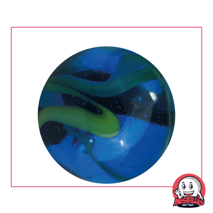 1 Bille Abysse 42 mm en verre de couleur Bleu - Turquoise Translucide, bille de taille Baleine