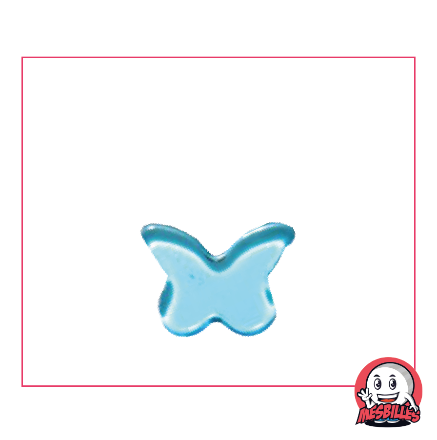 Bille Extra-Plate Papillon en Verre Translucide Bleu - MesBilles