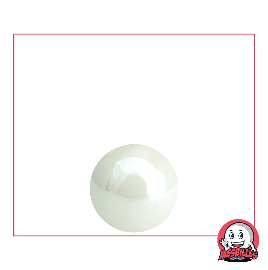 MesBilles - Bille Glossy Blanche Nacrée opaque brillante 12 mm