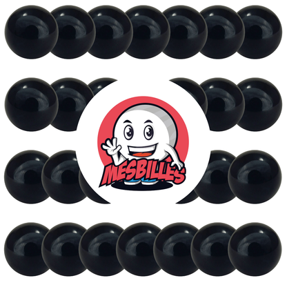 Image de la Mascotte MesBilles entourée de Billes Perle Opaque Noire 16 mm - Bille en verre ronde