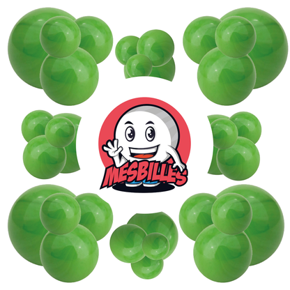 Image de la Mascotte MesBilles entourée de Billes Perle Opaque Verte 14 mm Bille en verre | MesBilles