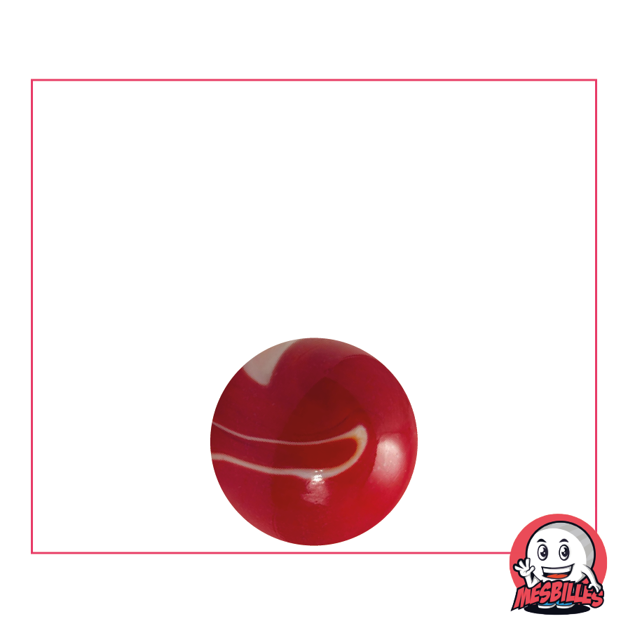 Bille rouge opaque avec traces de blanc, bille en verre opaque, 14 mm - MesBilles