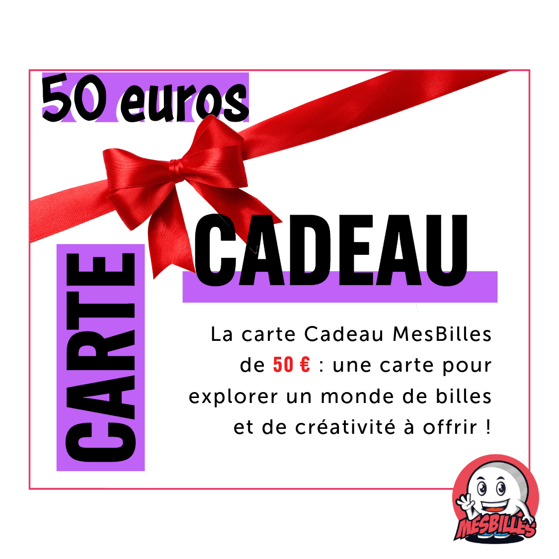 Carte Cadeau MesBilles de 50 € : un monde de billes et de créativité à offrir !