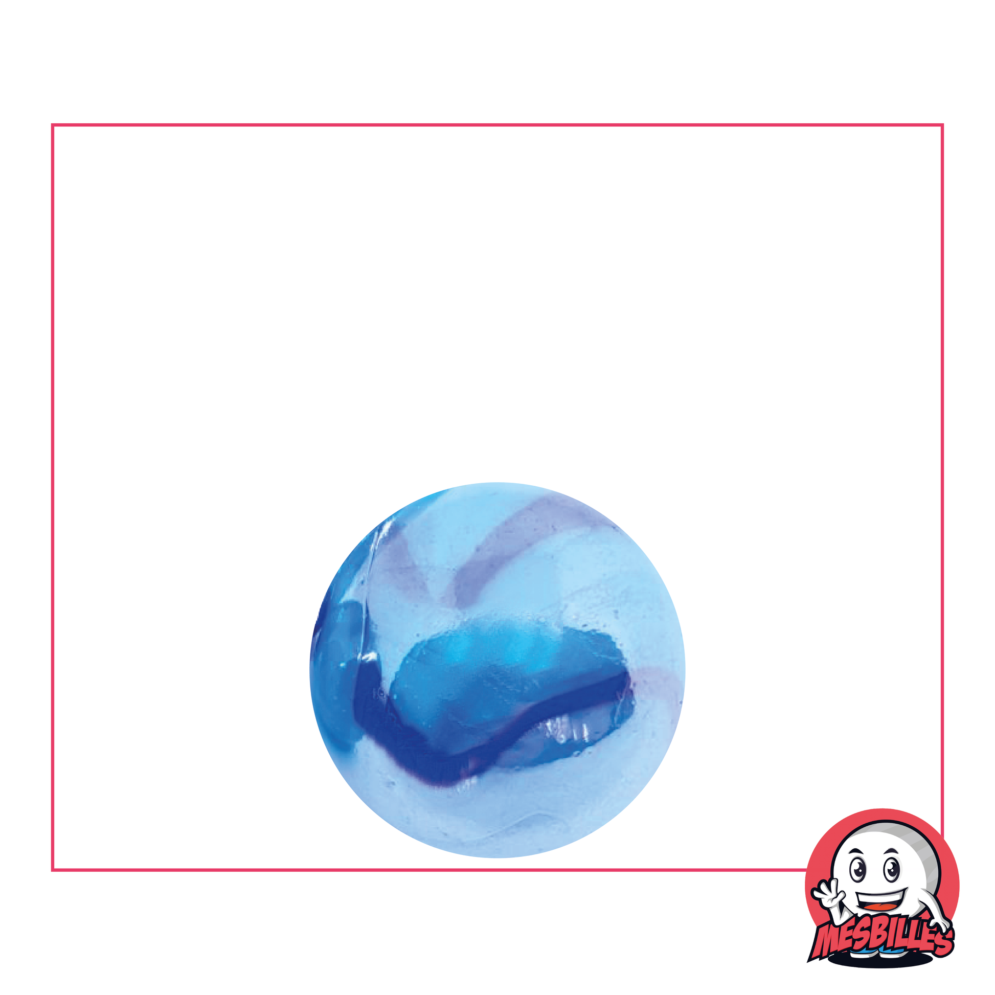Bille Bleu de Chine, bille en verre ronde de 16 mm, Bille brillante opaque bleu clair et bleu foncé