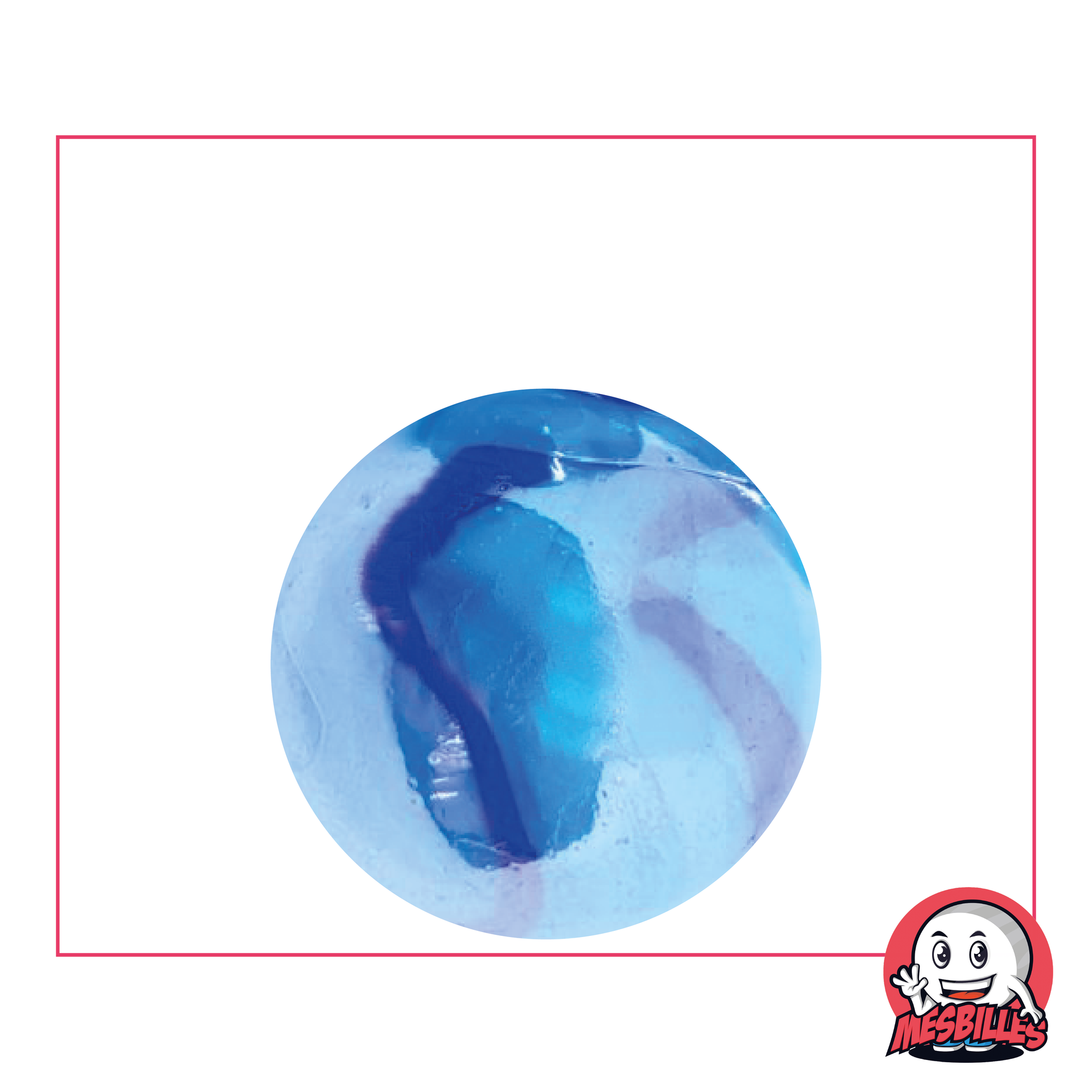 Bille Bleu de Chine, 25 mm, aspect bleu brillant avec rayures plus foncées qui apporte une touche