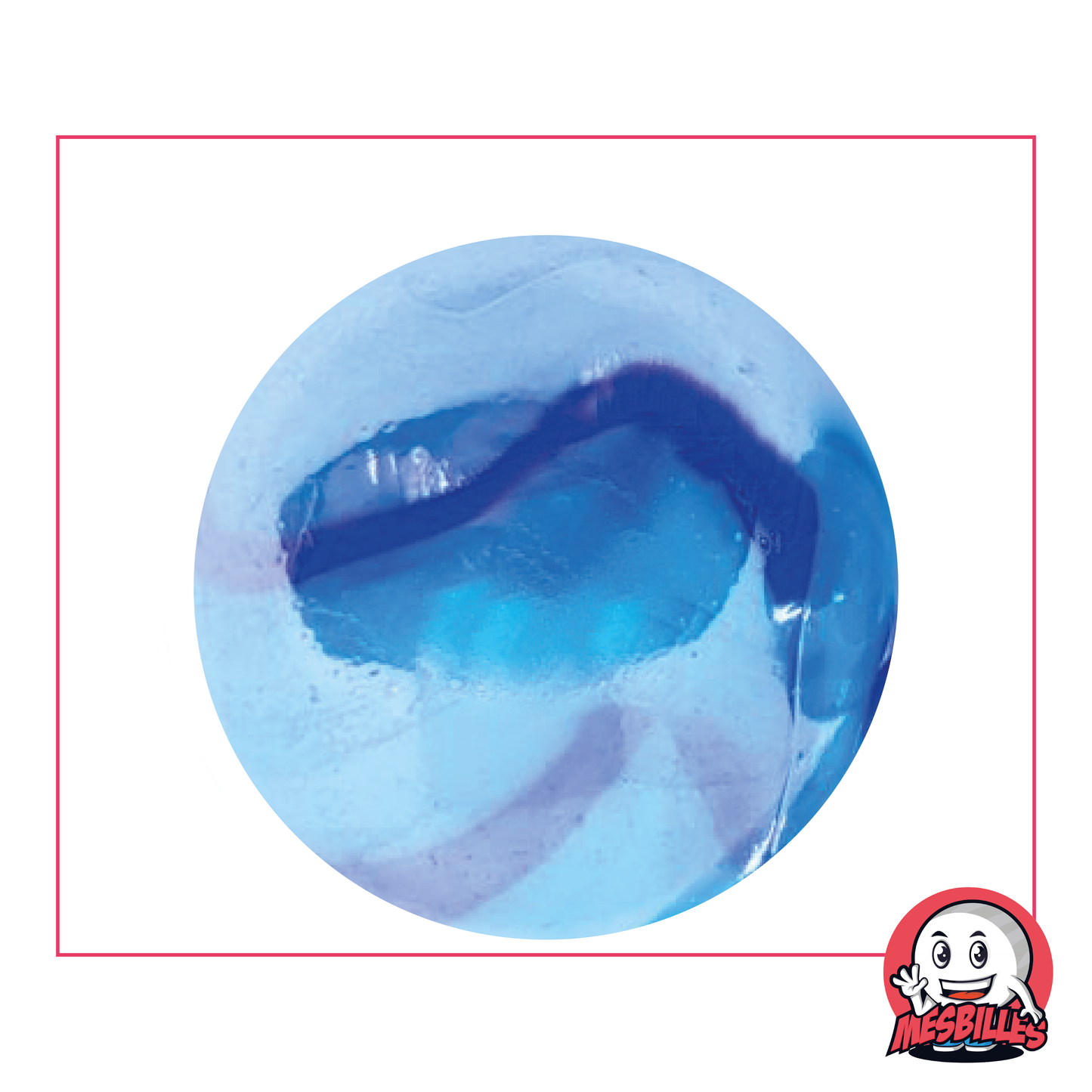 Très grande Bille Bleu de Chine de 42 mm, bille nacrée avec multiple nuances de bleus sur sa surface
