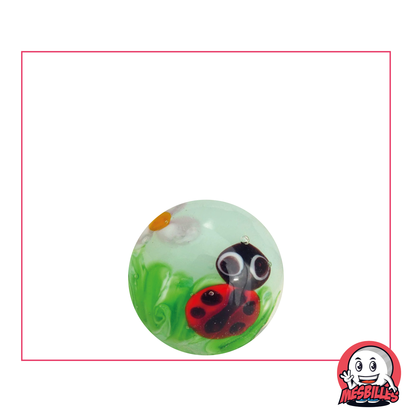 1 Green Ladybug Art Marble 16 mm