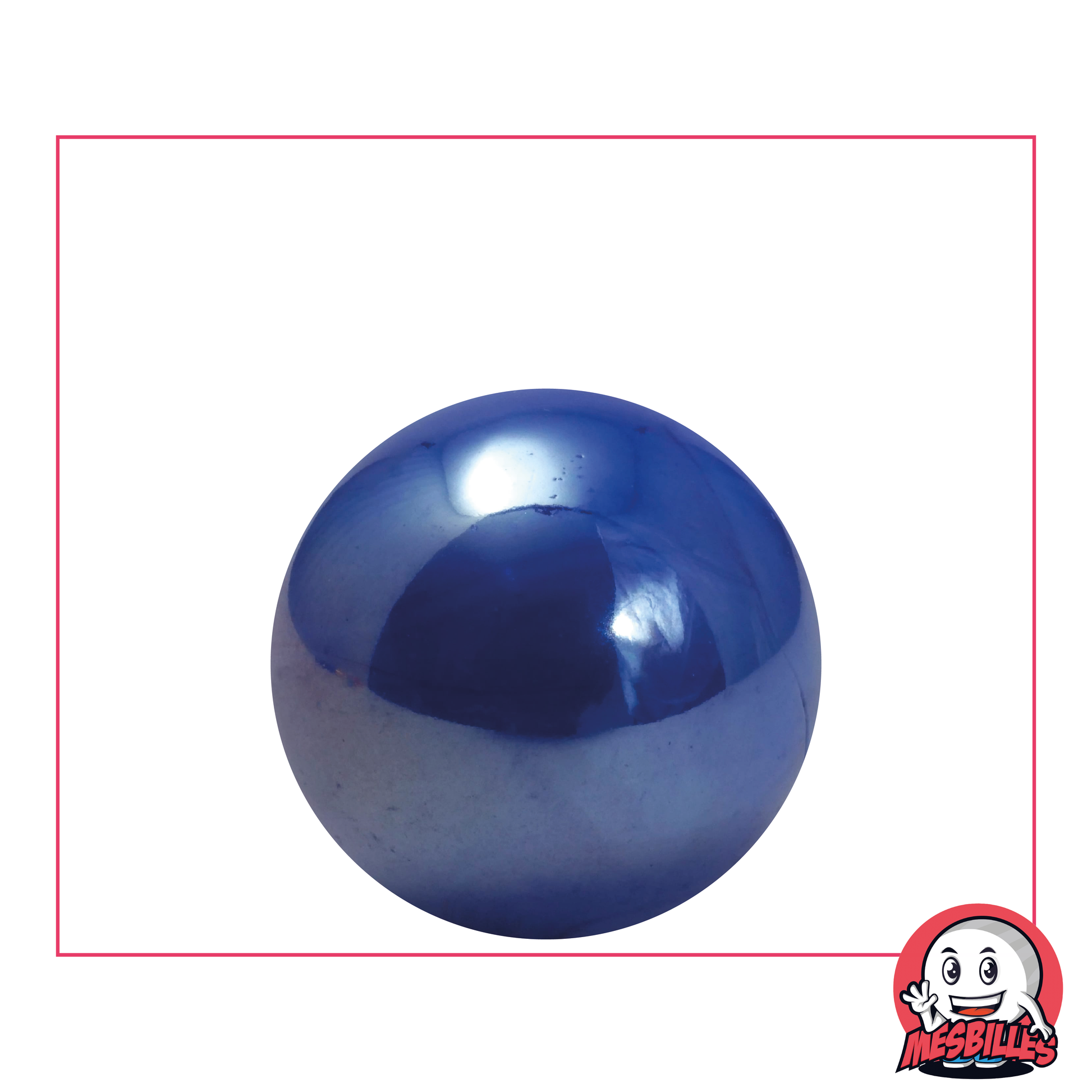 Bille Glossy 25 mm - Verre Opaque et Brillant Bleu Nacré - MesBilles