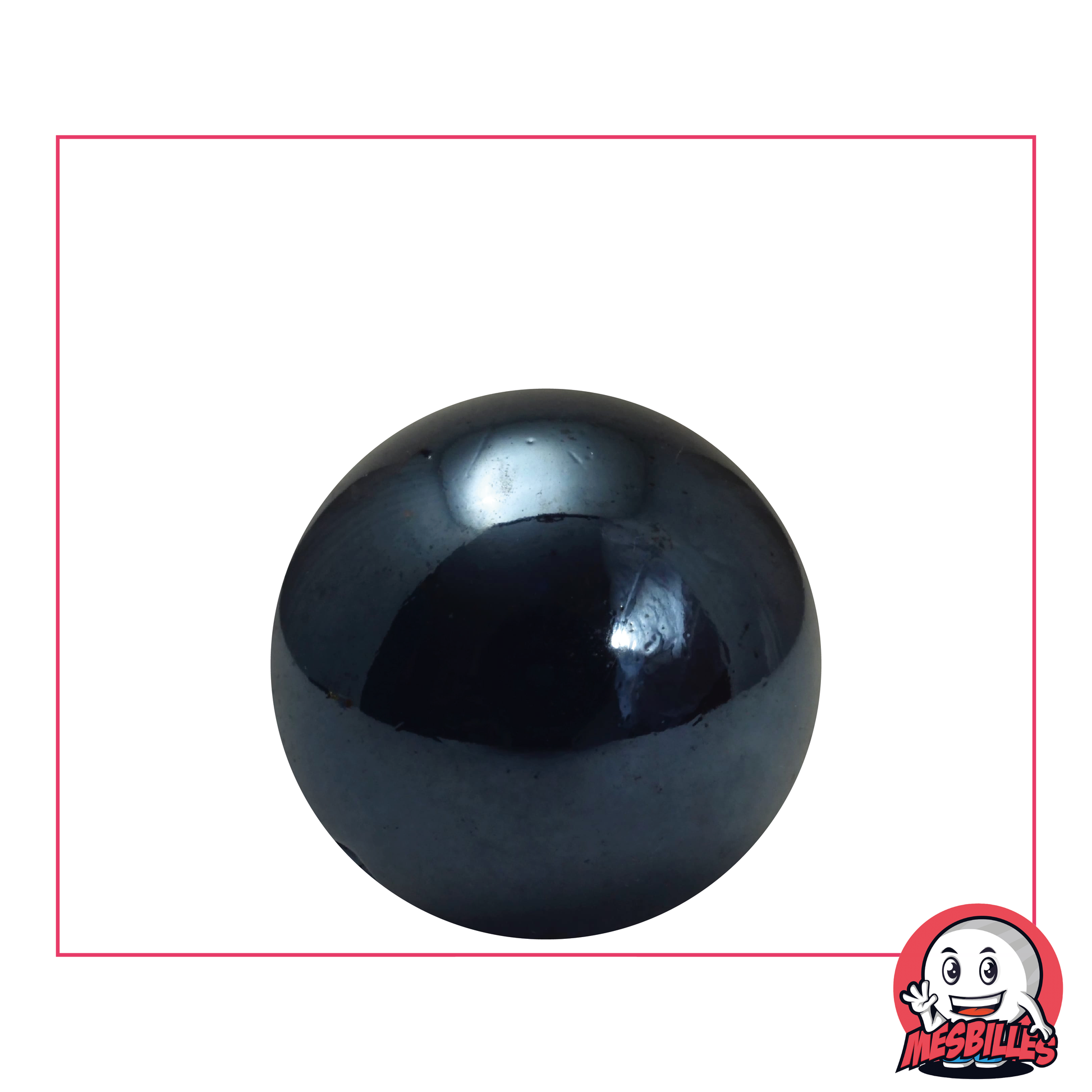 MesBilles - Bille Glossy Noire Nacrée opaque brillante 25 mm