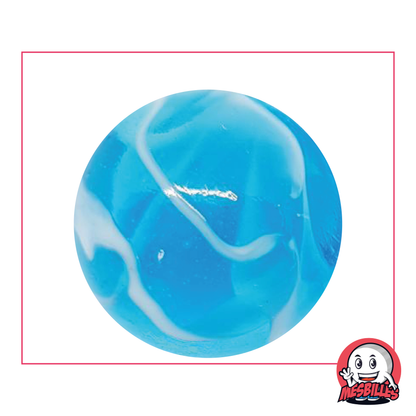 Bille H2O 42 mm en verre de couleur Bleu transparent et vagues bleutés, bille de taille Baleine