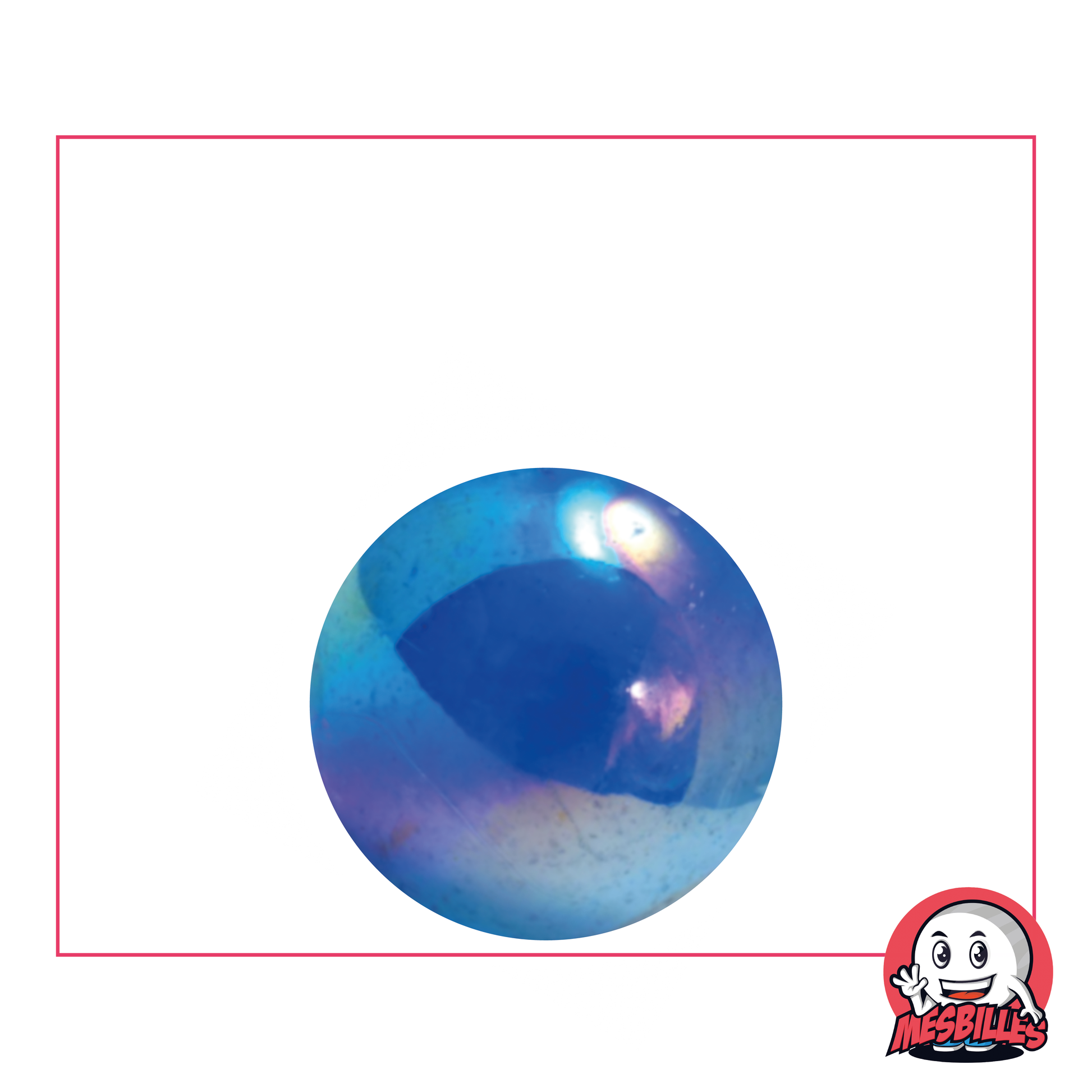 Bille en verre 22mm - Bille ronde transparente bleutée, irisé en surface, pour une profondeur marine