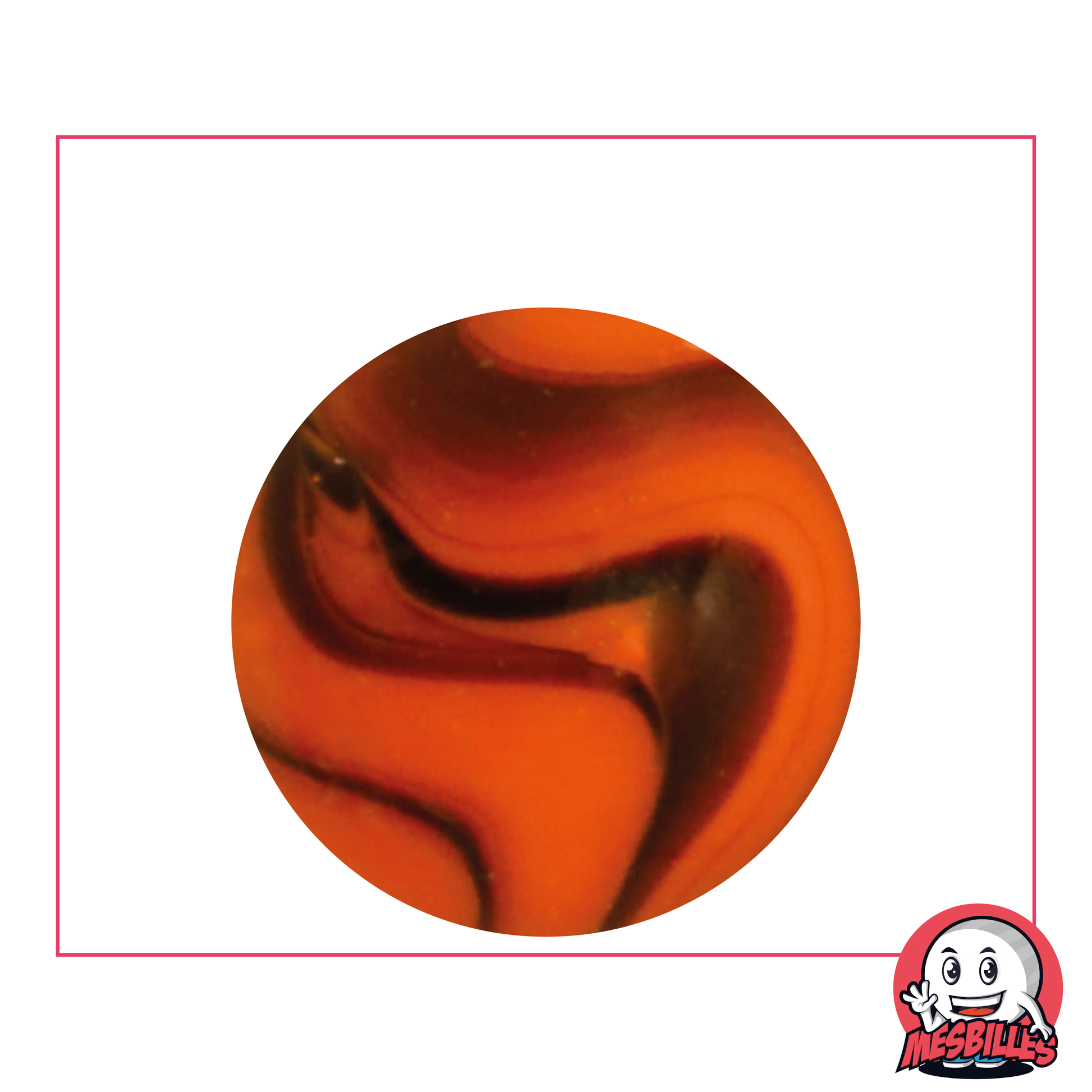 Bille Jupiter 35 mm de couleur Orange striée de Marron - MesBilles