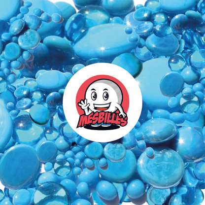 Mascotte MesBilles - Billes Plates bleues turquoise opaques brillantes en verre de 12 mm à 30 mm