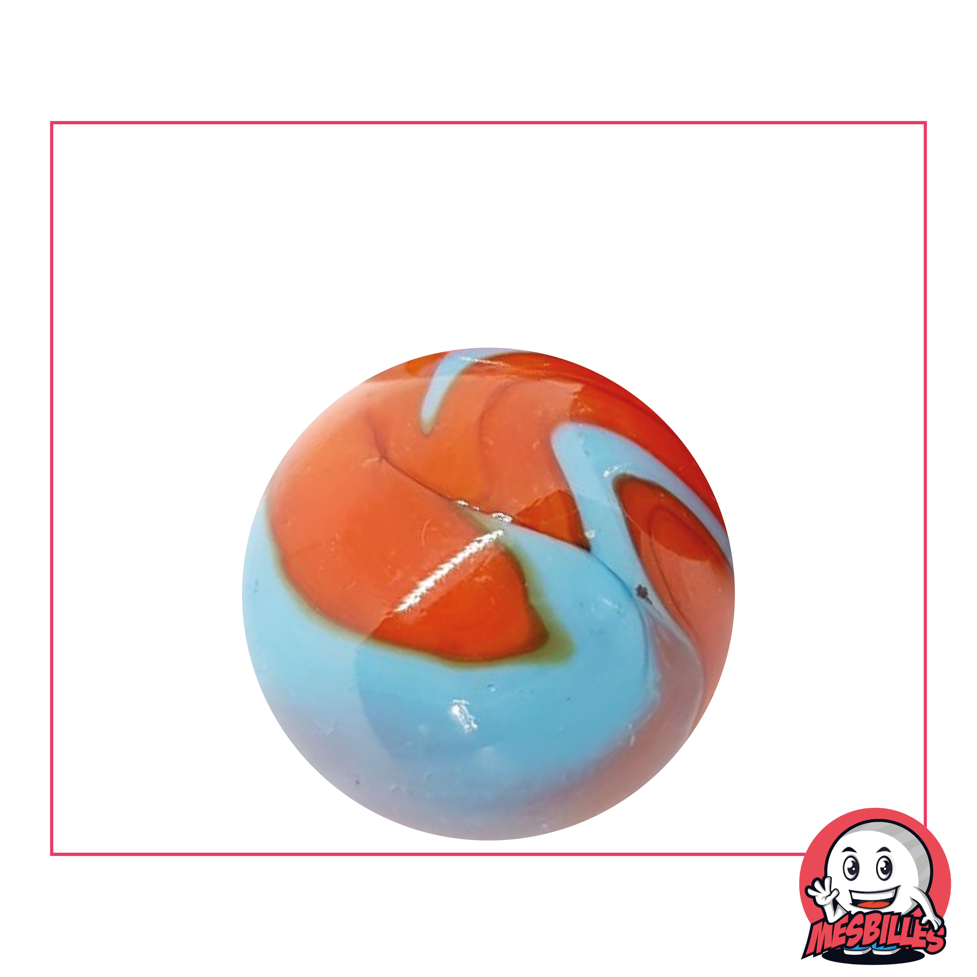 Bille 25 mm orange et turquoise opaque - MesBilles