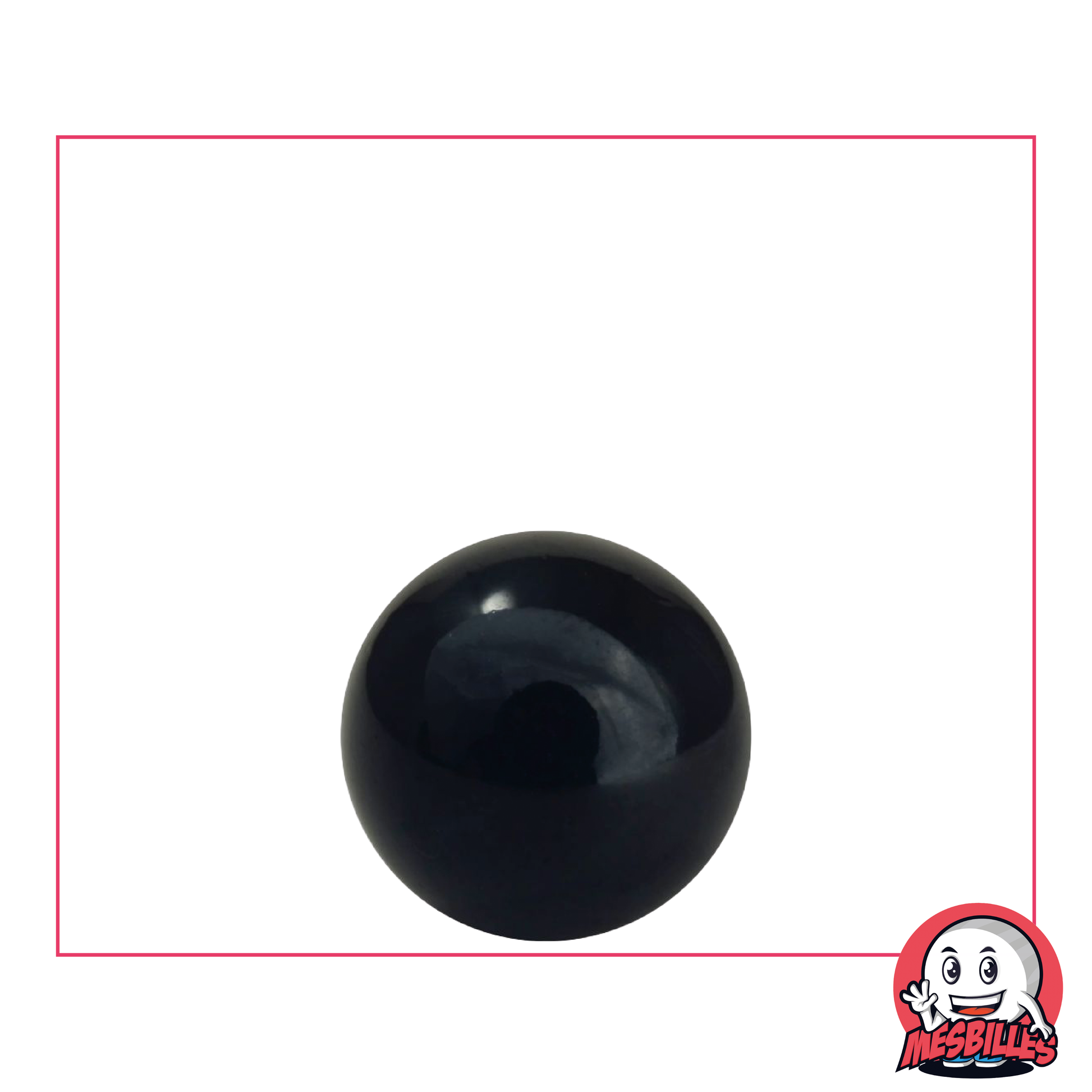 Bille Perle Opaque Noire 16 mm - Bille en verre ronde - MesBilles
