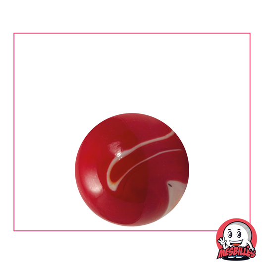 Bille rouge opaque avec traces de blanc, bille en verre opaque, 22 mm - MesBilles