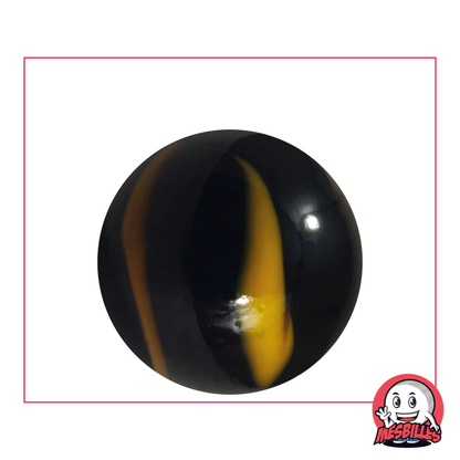 Bille Souterraine noir 35 mm décorée de jaune, bille mystérieuse et lumineuse pour jeux de billes