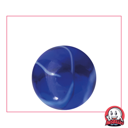 Bille Spot 25 mm - Verre Translucide Bleu strié de Blanc - MesBilles