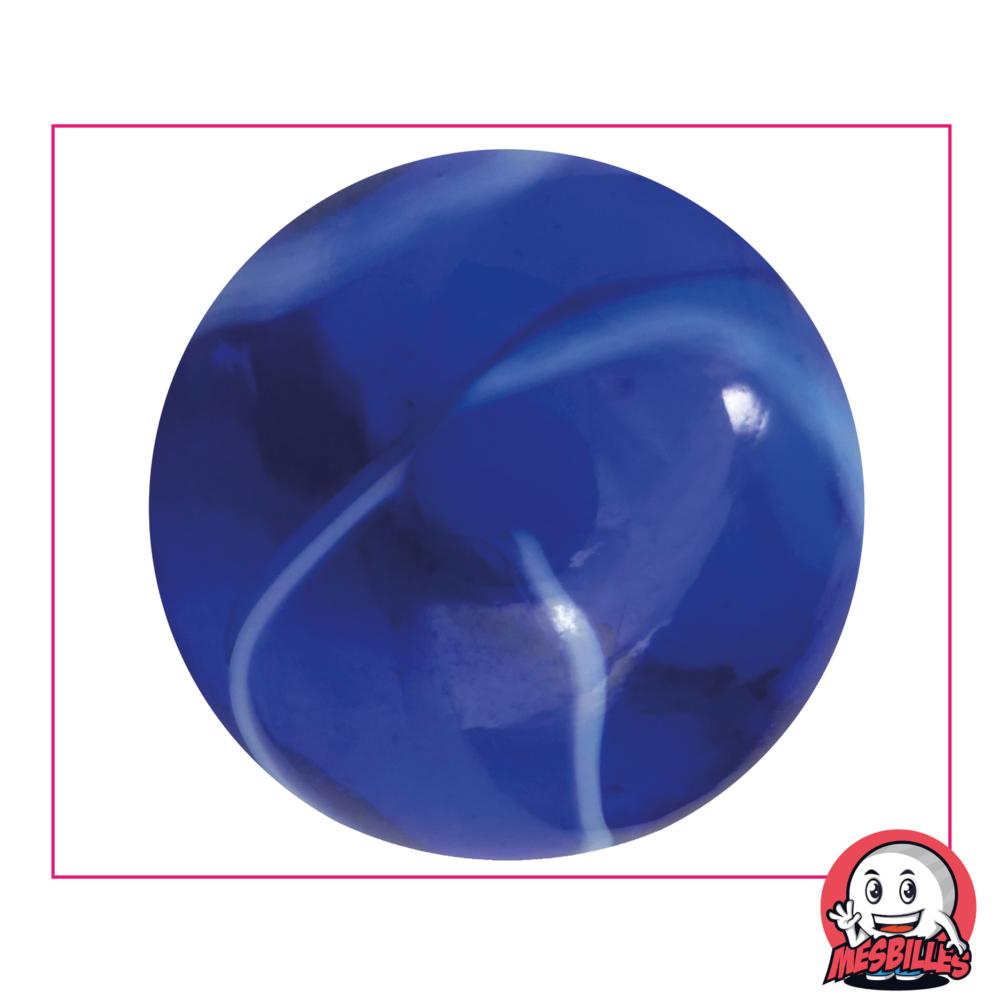 Bille Spot 50 mm - Verre Translucide Bleu strié de Blanc - MesBilles