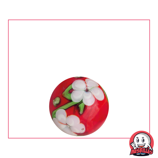 1 Art Marble Red Flower Stem 16 mm