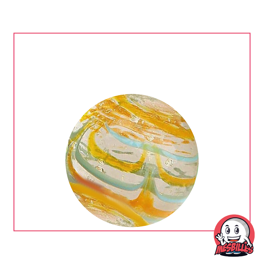 1 Orange and Blue Spider Marble 25 mm