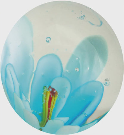 1 3D Flower Art Marble Blue 16 mm