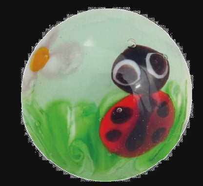 1 Green Ladybug Art Marble 22 mm