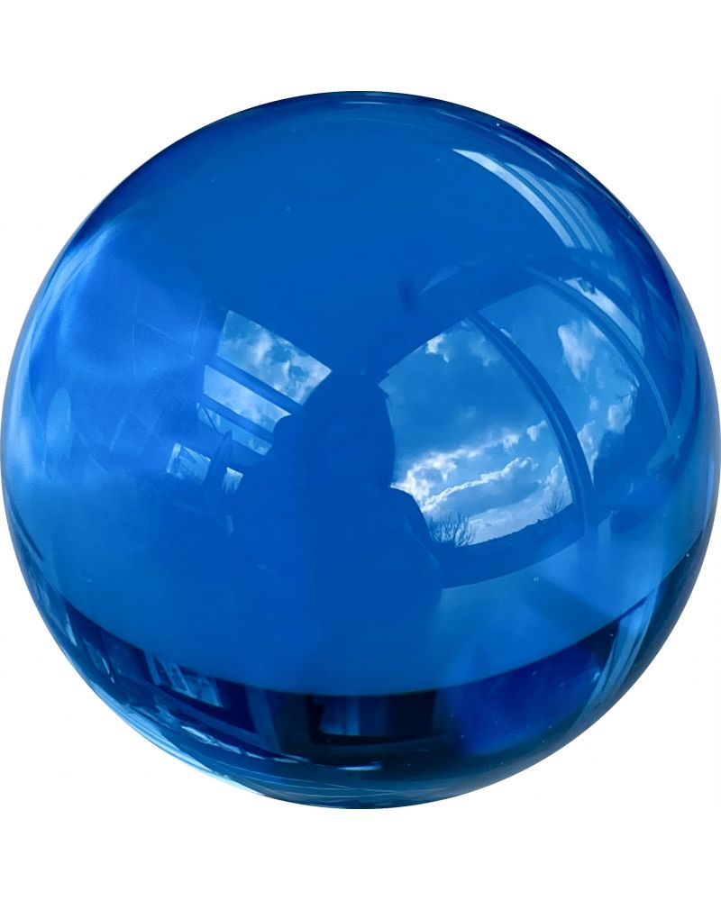 Bille Loupe en verre de Bleu Cobalt ultra tranlucide de 50 mm, grosse bille de très grande taille